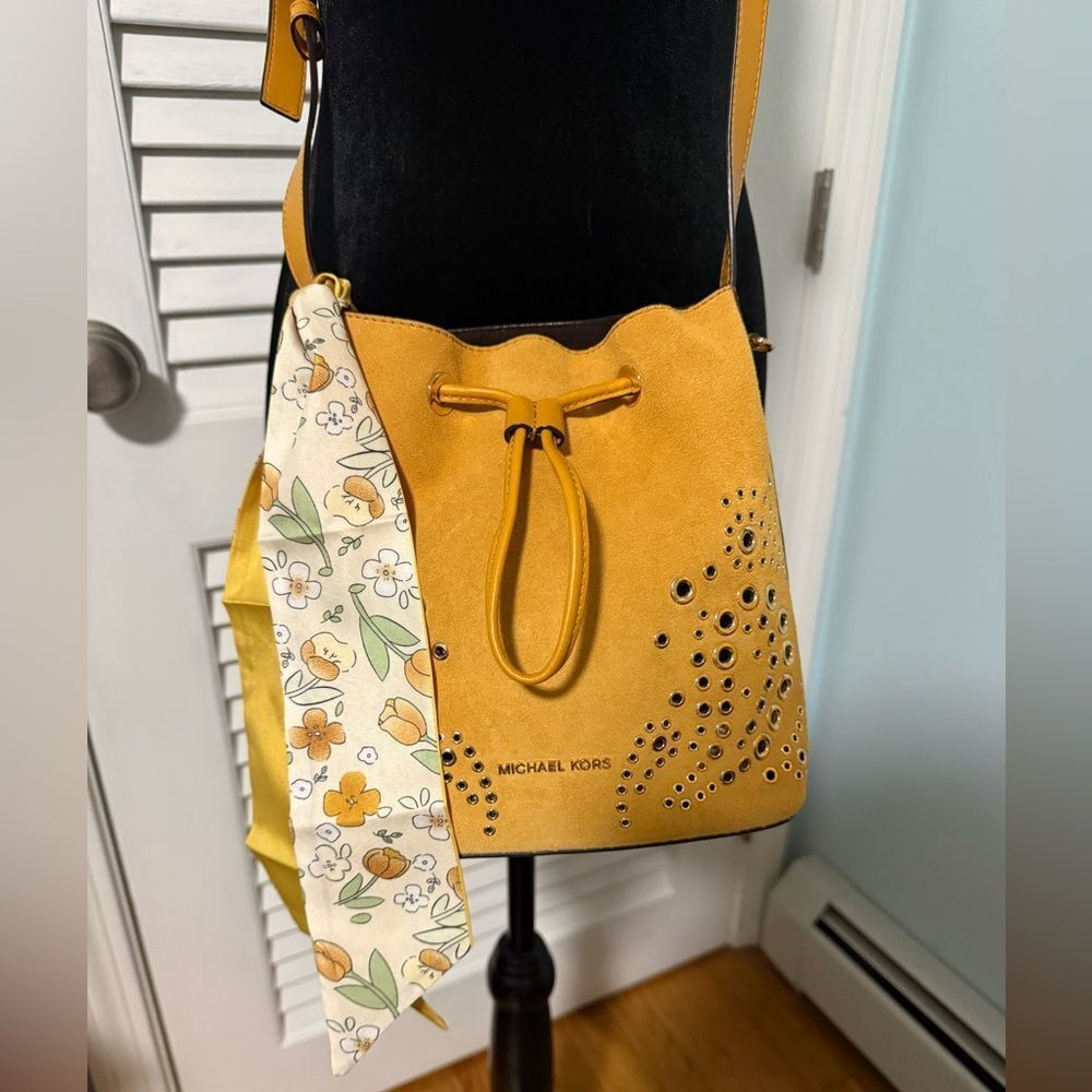 Michael by Michael Kors “Cary” NWT Mustard Bucket Bag with matching Wallet.